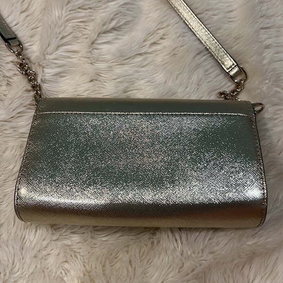 Gold Kate Spade clutch with removable shoulder strap. - Picture 5 of 6